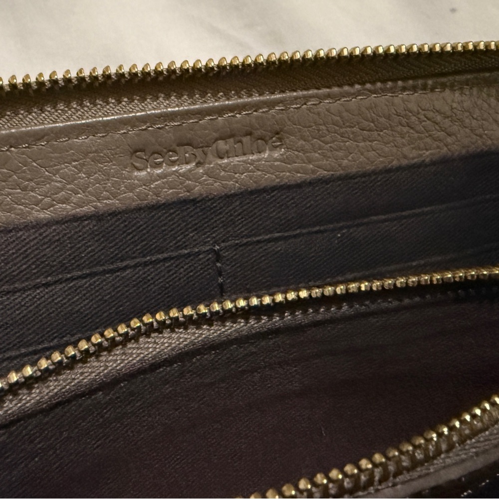 See By Chloé Taupe Leather Zip Wallet with Tassel - Picture 12 of 15